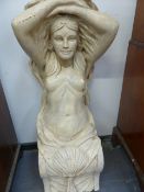 A COMPOSITION HERM FIGURE OF A CLASSICAL MAIDEN. H.116cms.