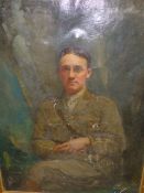 ATTRIB. TO VERNON MARCH. ENGLISH EARLY 20th.C.. PORTRAIT OF A WWI. OFFICER, OIL ON CANVAS, INSCRIBED