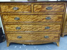 A LARGE 19th.C.SATINBIRCH AND ROSEWOOD BANDED CHEST OF TWO SHORT AND THREE LONG GRADUATED DRAWERS BY