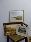 W.HAEBURN-LITTLE. 19th.C. A HIGHLAND LAKE VIEW, SIGNED WATERCOLOUR. 15 x 23cms. TOGETHER WITH TWO