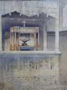 CYRIL A FAREY. (1888-1954) ALTAR DESIGN, SIGNED AND DATED 1924, WATERCOLOUR, MOUNTED BUT UNFRAMED.