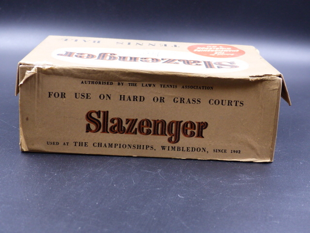 A FULL BOX OF 1950'S SLAZENGER TENNIS BALLS, THE LID OF THE BOX BEARING AN INDISTINCT SIGNATURE. - Image 7 of 10