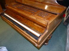 AN EARLY 19th.C.BURR WALNUT GRAND PIANO BY ROBERT WORNUM & SONS.