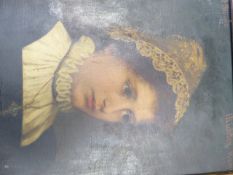 H.RICHTER. CONTINENTAL 19th.C. PORTRAIT OF A YOUNG GIRL, SIGNED AND LOCATED ROME, OIL ON CANVAS.