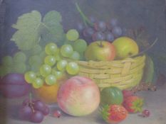 LATE 19th.C.ENGLISH SCHOOL. A PAIR OF STILL LIFES OF FRUIT, OIL ON CANVAS. 26 x 31cms.