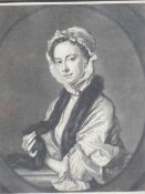 AFTER THOMAS HUDSON. (1701-1779) PORTRAIT OF A YOUNG LADY, AN 18th.C.MEZZOTINT, ENGRAVED BY JOHN