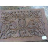 A GROUP OF FIVE CARVED OAK AND HARDWOOD ELEMENTS, SOME WITH FIGURAL DECORATION. LARGEST. 25 x 85cms.