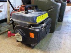 TOOLS. A SMALL PETROL GENERATOR AND FOUR JERRY CANS.