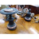 A PAIR OF VICTORIAN BLACK SLATE AND MARBLE GARNITURE STANDS TOEGETHER WITH VARIOUS FLOWER