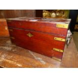 AN EARLY 19th.C.BRASS BOUND CAMPAIGN STYLE MAHOGANY TEA CADDY WITH FITTED INTERIOR AND LION MASK