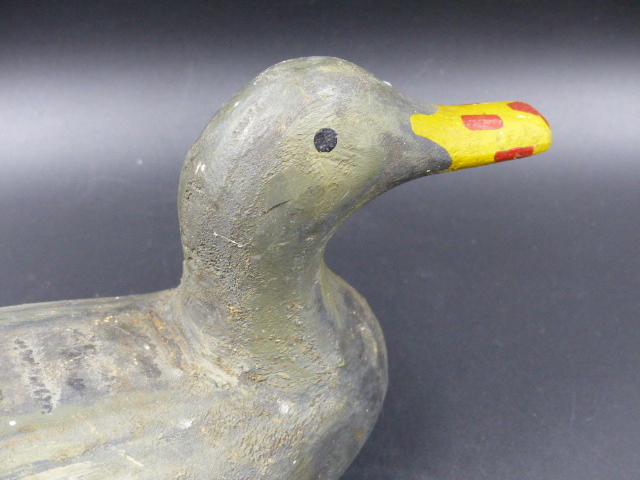 TWO HAND PAINTED WOODEN DUCK DECOYS EACH WITH IRON COUNTERWEIGHT AND A SMALL COLLECTION OF POTTERY - Image 2 of 15