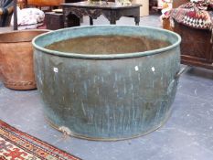 AN UNUSUAL EARLY 19th.C.LARGE COPPER CIDER VAT c.1833. LABELLED J. PIKE SHEPTON MALLET H.58 x W.
