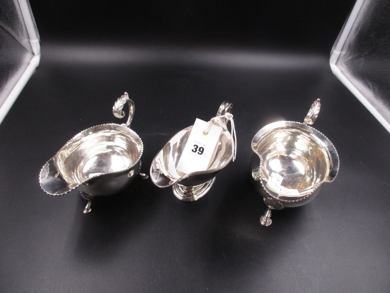THREE SILVER HALLMAKED SAUCE BOATS, VARIOUSLY DATED 1936 AND 1977, FOR J B CHATTERLEY & SONS LTD,
