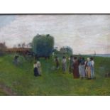 ATTRIB. TO SAMUEL J.LAMORNA BIRCH. (1869-1955) ARR. THE GLEANERS, OIL ON CANVAS, INSCRIBED VERSO. 31