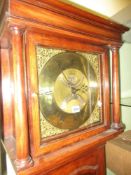 AN 18th.C.30 HOUR LONGCASE CLOCK WITH 28cms BRASS DIAL, SUBSIDARY SILVERED PENNY MOON PHASE, LUNAR