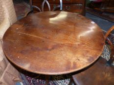 A GEO.III.MAHOGANY AND FRUITWOOD BASED TILT TOP TRIPOD TABLE. W.81 x H.70cms.