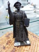 A 19th.C.BRONZE OF A SCHOLAR HOLDING A BOOK, THE BASE INSCRIBED GOSSETT. H.25cms.