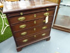 A Geo.III. MAHOGANY BATCHELOR'S CHEST WITH PULL OUT BRUSHING SLIDE OVER FOUR GRADUATED DRAWERS