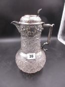 A SILVER MOUNTED CUT GLASS CLARET JUG, LONDON 1910 GOLDSMITHS & SILVERSMITHS Co.