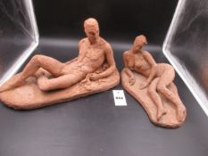 ATTR. KARIN MATGARETA JONZEN, NEE LOWENADLER. (1914-98) A PAIR OF TERRACOTTA SCULPTURES OF A R