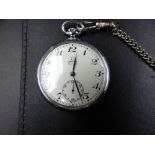 THREE POCKET WATCHES TO INCLUDE A 1970'S STAINLESS STEEL OMEGA, A 1920'S ELGIN AND A SWISS 935,