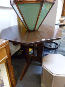 AN ARTS AND CRAFTS STYLE OCTAGONAL CENTRE TABLE ON PLAIN QUADRUPED LEGS. 96 x 92 x H.71cms