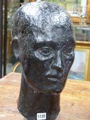 EARLY 20th.C.CONTINENTAL SCHOOL. PORTRAIT BUST OF A GENTLEMAN, SIGNED INDISTINCTLY BRONZE WITH