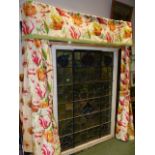 CURTAINS. TWO PAIRS OF COUNTRY HOUSE LINED AND INTERLINED CURTAINS, ONE OF PANSY PATTERN, THE