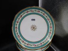 A MID VICTORIAN PORCELAIN DESSERT SERVICE DECORATED WITH PATTERN b485 OF A CHAIN OF PINK ROSES