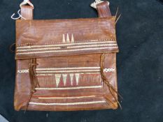 A NATIVE AMERICAN EMBROIDERED LEATHER BAG.