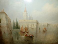 JAMES SALT. (1850-1903) A PAIR OF VENETIAN VIEWS, BOTH SIGNED, OIL ON CANVAS. 37 x 62cms. (2)