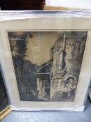 FRANK BRANGWYN (1867-1956) (ARR). CLASSICAL BUILDING WITH FIGURES, SIGNED IN PENCIL ETCHING. 75 x