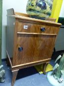 A PAIR OF CONTINENTAL SATINWOOD BEDSIDE CABINETS WITH SHAPED GALLERY TOPS. 49 x 39 x H.73cms.