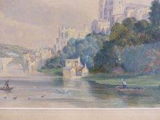 H.RESTON. 19th.C.ENGLISH SCHOOL. A VIEW OF DURHAM FROM THE RIVER, SIGNED AND DATED 1879. 24 x