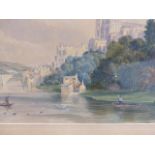 H.RESTON. 19th.C.ENGLISH SCHOOL. A VIEW OF DURHAM FROM THE RIVER, SIGNED AND DATED 1879. 24 x