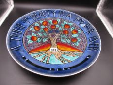 A POOLE POTTERY LIMITED EDITION TREE OF LIFE PLATE, NO 254/1500. DIA. 40cms.