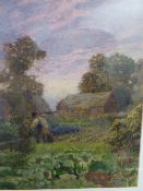 19th/20th.C. ENGLISH SCHOOL. THE KITCHEN GARDEN, WATERCOLOUR. 38 x 30cms.