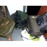 TEN VARIOUS FISHERMAN'S FISHING EQUIPMENT BAGS, SOME AS NEW. (10) (L)