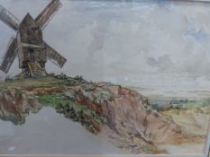 ATTRIB. TO WILLIAM PARROT, LANDSCAPE WITH WINDMILL, WATERCOLOUR.
