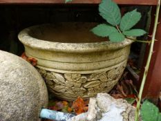 A PAIR OF FLORAL DECORATED PLANTERS, IRON BASKET, FRAMES,ETC.