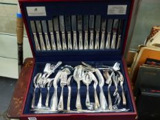 A VINERS SILVER PLATED CANTEEN OF CUTLERY FOR EIGHT PERSONS.