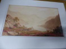 G.F.ROBSON. (1794-1867) THE UPPER PART OF LOCH LOMOND, SIGNED AND INSCRIBED VERSO, WATERCOLOUR. 26 x