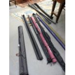 FISHING RODS TO INCLUDE DRENNAN 15' AND 11' MATCH ULTRALIGHT-FEEDER, 11' SPECIALIST AVON, A JW YOUNG
