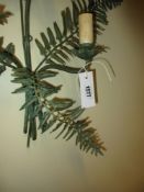 A PAIR OF FRENCH FERN FORM METAL THREE LIGHT WALL SCONCES. (2)