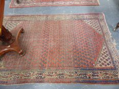 THREE ANTIQUE PERSIAN SEREBAND RUGS. 210 x 134, 205 x 134, 157 x 103cms.