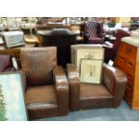 A PAIR OF MID CENTURY CLUB ARMCHAIRS.