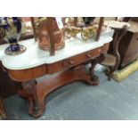 A VICTORIAN MARBLE TOPPED WASHSTAND.