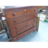 A GEORGIAN MAHOGANY FIVE DRAWER CHEST.