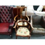 TWO EDWARDIAN INLAID ARMCHAIRS.