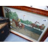 AN ANTIQUE HORSE RACING PRINT AND ONE OTHER.